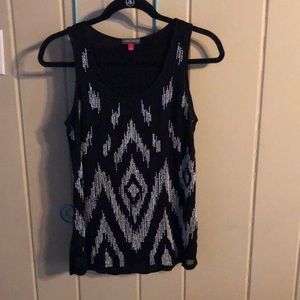 Black Tank with white beaded design